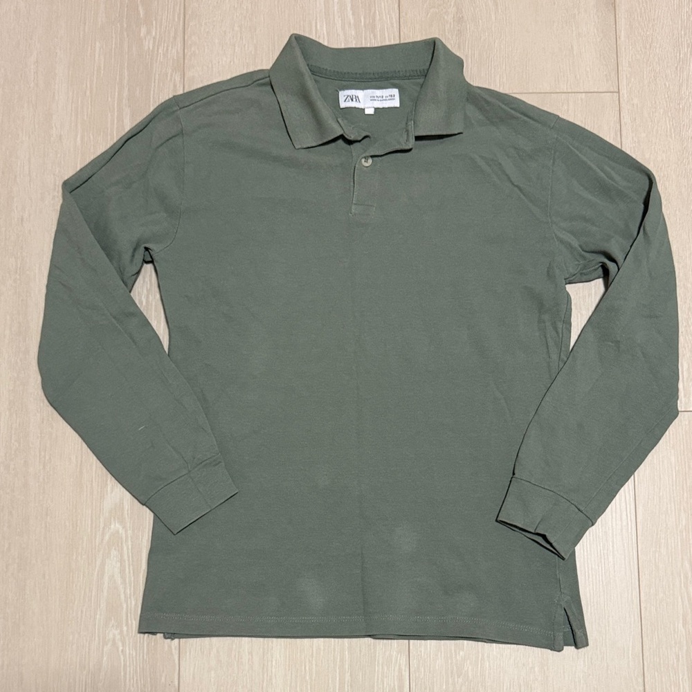 ✨ Zara Kids Green Long Sleeve Polo Shirt